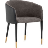 Asher Club Chair in Sparrow Grey Fabric & Napa Black Leather